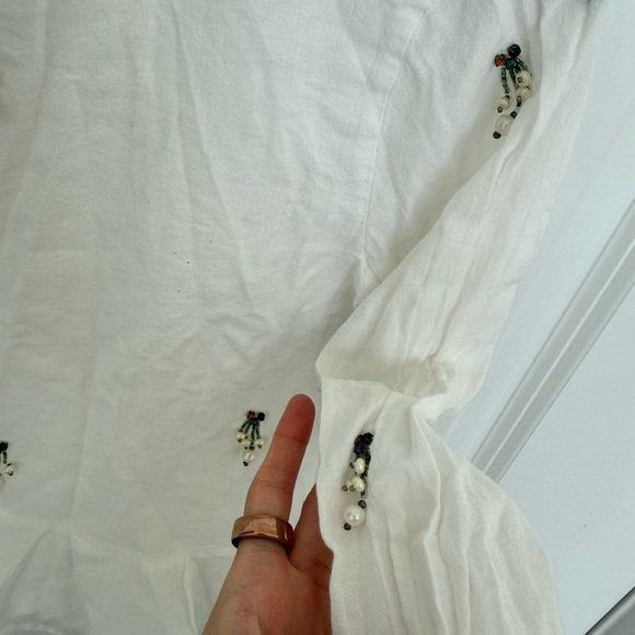 ZARA French-Style White Embellished Blouse – Size S - Picture 5 of 6